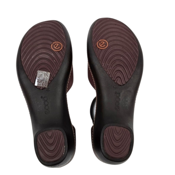 Ecco Brown Leather Ankle Strap Mary Jane Shoes - Picture 9 of 13